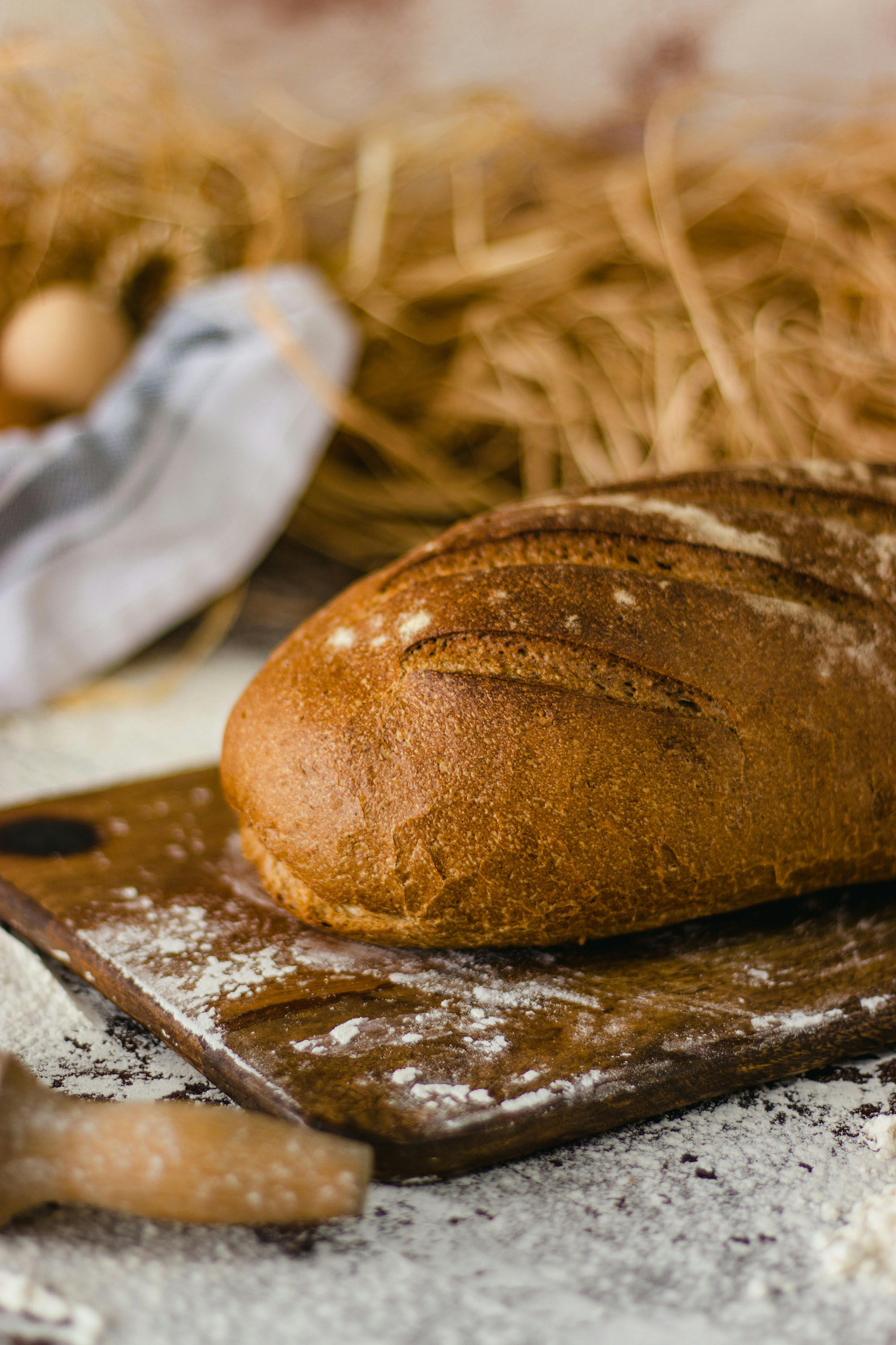 Fresh baked bread on a table